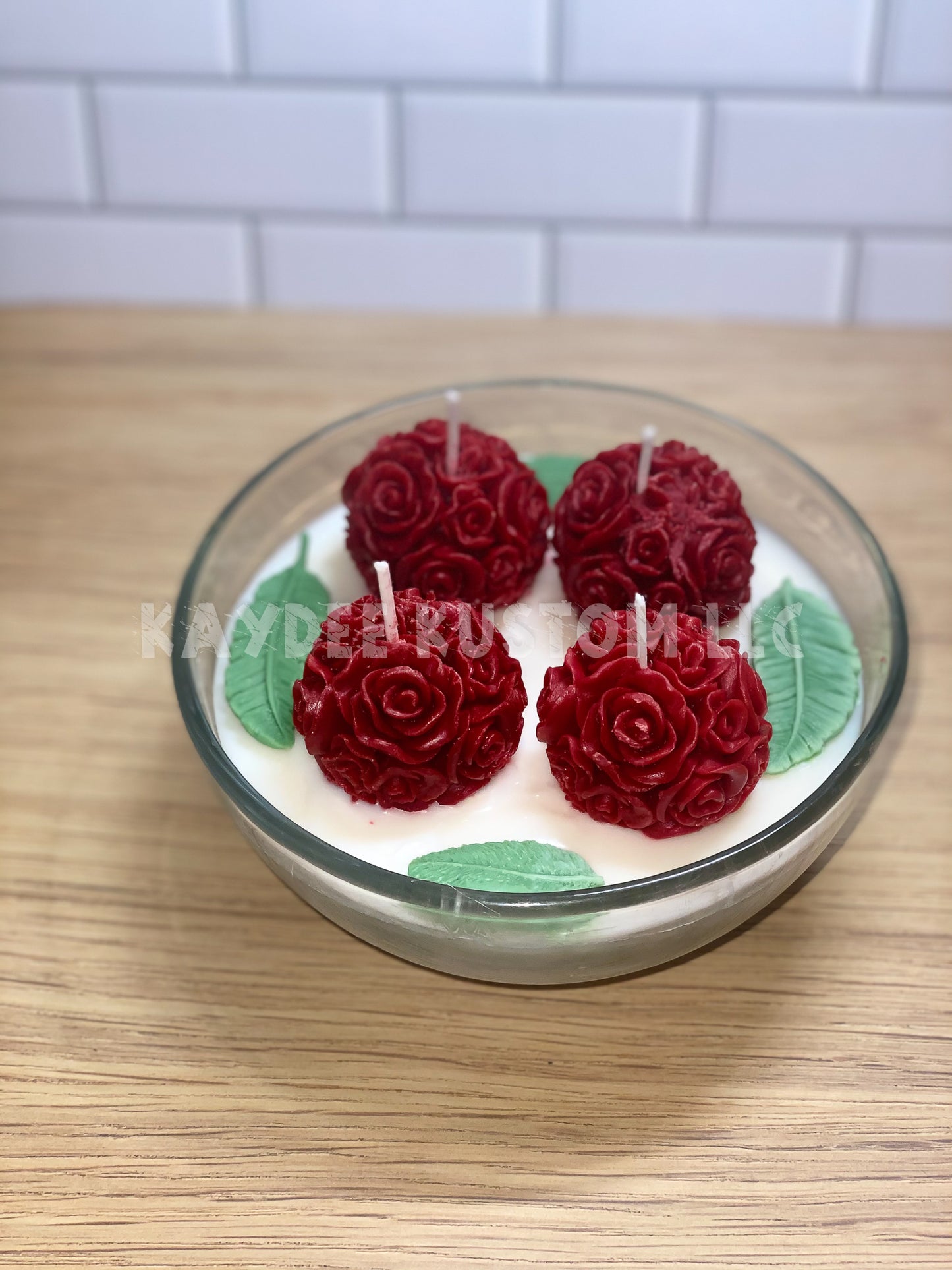 Rosy Red Bush Garden Candle