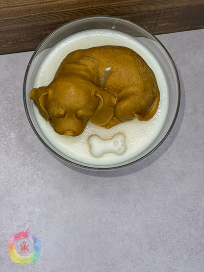 Sleeping Puppy Candle